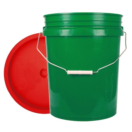 World Enterprises Bucket, 12 in H, Green and Red 5GRN,345RED